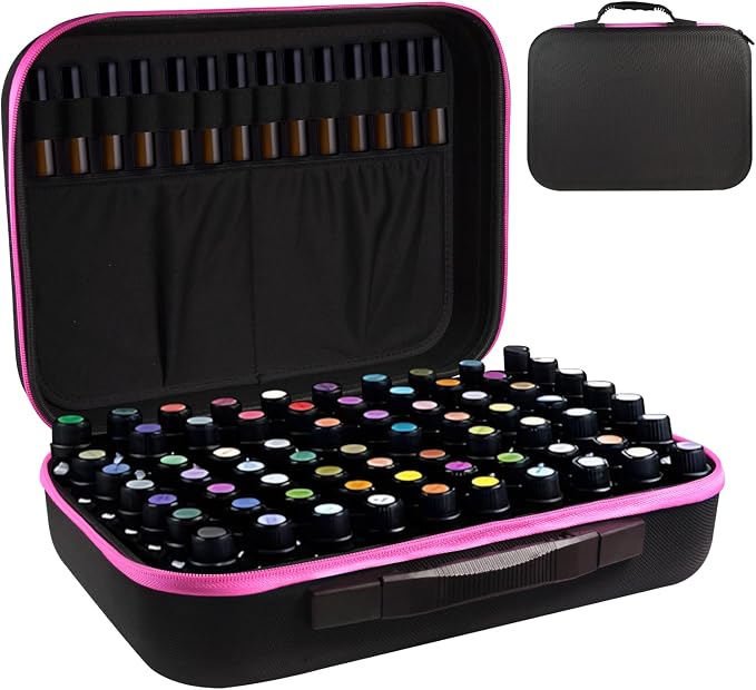70 Bottle EVA Essential Oil Storage Carrying Case | Portable Essential Oils Holder Organizer Travel Bag Holds 5ml 10ml 15ml for Young Living & Doterra Bottles & Roller Bottles