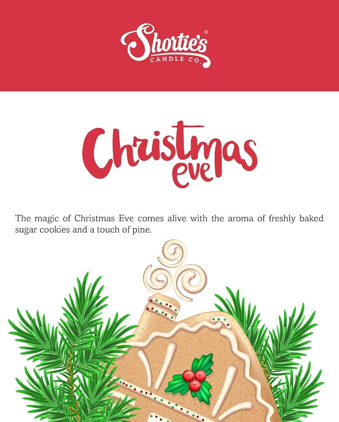 Shortie's Candle Company Christmas Eve Premium Wax Melts - 3 Oz., Strong & Long Lasting, Non-Toxic - Made with Essential & Natural Oils - Formula 117