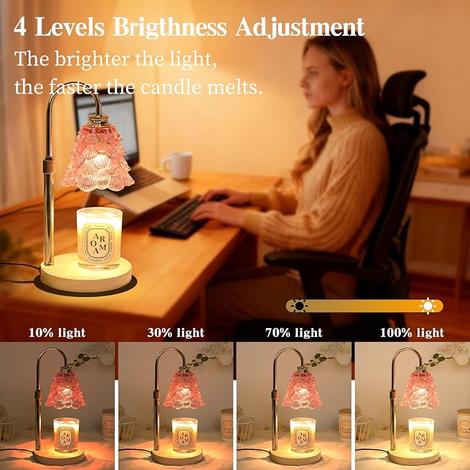 GEEZO Fragrance Candle Warmer Lamp，Electric Candle Warmer with Timer & Dimmer，Mom Christmas Birthday Gifts for Women, House Warming Gifts New Home Bedroom Decor