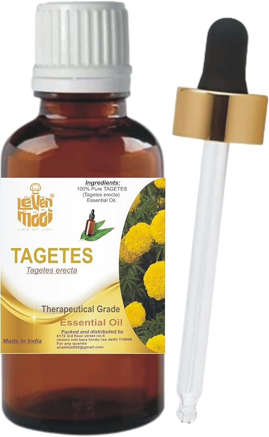 LEVENMOOI Tagetes (Tagetes erecta) Pure & Natural Therapeutic Grade Essential Oil Glass with Dropper (30ml)