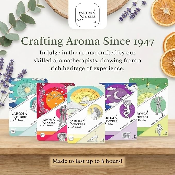 Original Blend REFRESH Edition- 100% Natural Essential Oil Scented Mask Stickers for Face Mask & Pillow (12 Stickers/pc) -Personal Aroma/Relaxing (Pack of 3)