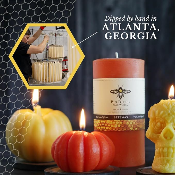 Big Dipper Wax Works Beeswax Aromatherapy Candle, Radiance, Pillar Candle, Ylang Ylang & Tangerine Scented, 40-Hour Burn, Pure Essentail Oils, 2" x 4.75"
