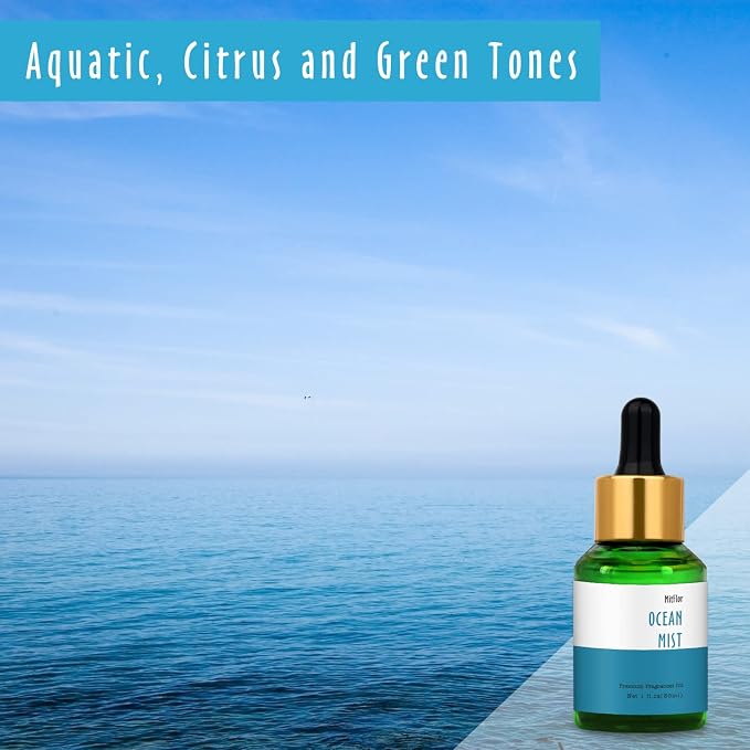 Ocean Mist Fragrance Oil, MitFlor Single Scented Oil, Large Size Premium Grade Fragrance Oil for Soap & Candle Making, Fresh Summer Essential Oils for Diffuser, Home Fragrance, 30ml