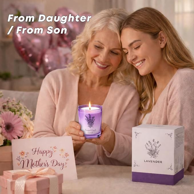Mothers Day Gifts, Lavender Soy Candle for Women, Mothers Day Candles from Daughter Son, Anniversary Couple Gifts, Home Scented Aromatherapy Candle