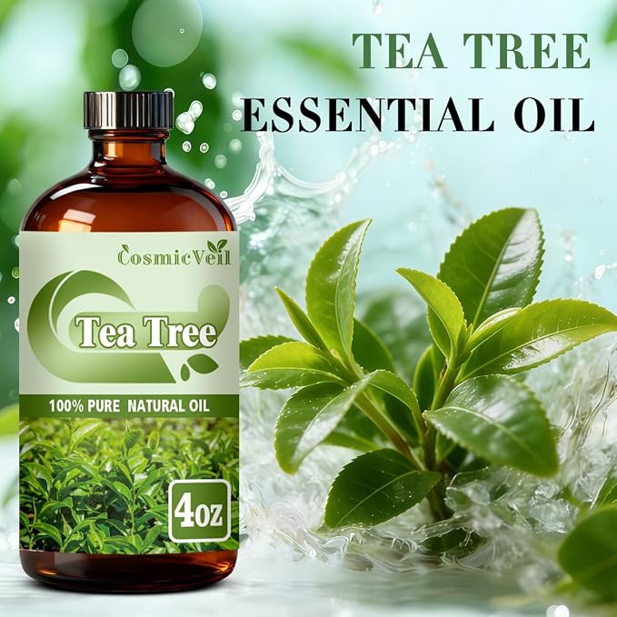 Tea Tree Essential Oil Tea Tree Oil for Aroma Diffuser,Humidifier,Home Fragrance,Cleaning,Body Care,Massage,Yoga,DIY Candle,DIY Soap CosmicVeil（Tea Tree，4 Fl Oz (Pack of 1)）