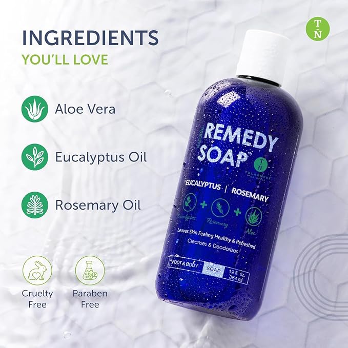 Truremedy Naturals Eucalyptus Rosemary Body Wash - Refreshing & Hydrating Shower Gel for Men and Women – Plant-Based Cleanser - Organic Eucalyptus, Rosemary, Jojoba, Aloe - 12oz