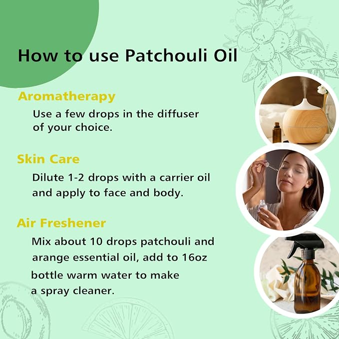 GM Gumili Patchouli Essential Oil 1 Oz, 100% Pure Patchouli Oil for Skin, Diffuser, Perfume & DIY - 30ml