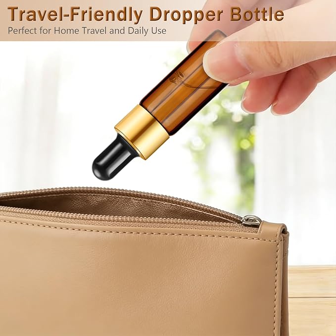 Elfenstall- 10Pcs 5ml Amber Dropper Bottles Small Empty Glass Bottle Sample Containers Liquid Vials for Perfume Essential Oils Cosmetic Aromatherapy Lab and Travel