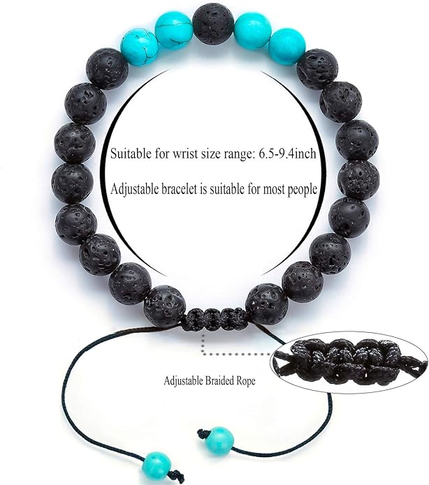 Men Women 8mm Lava Rock Aromatherapy Anxiety Essential Oil Diffuser Bracelet Braided Rope Natural Stone Yoga Gifts Beads Bracelet Bangle-21017