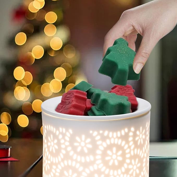 Floral Wax Melts Warmer, Ceramic Wax Warmer for Scented Waxes, Fragrance Oil WaxMelter, Electric Waxes Burner for Home Decor, Yoga, Bath, Relaxing Spa Gifts for Women