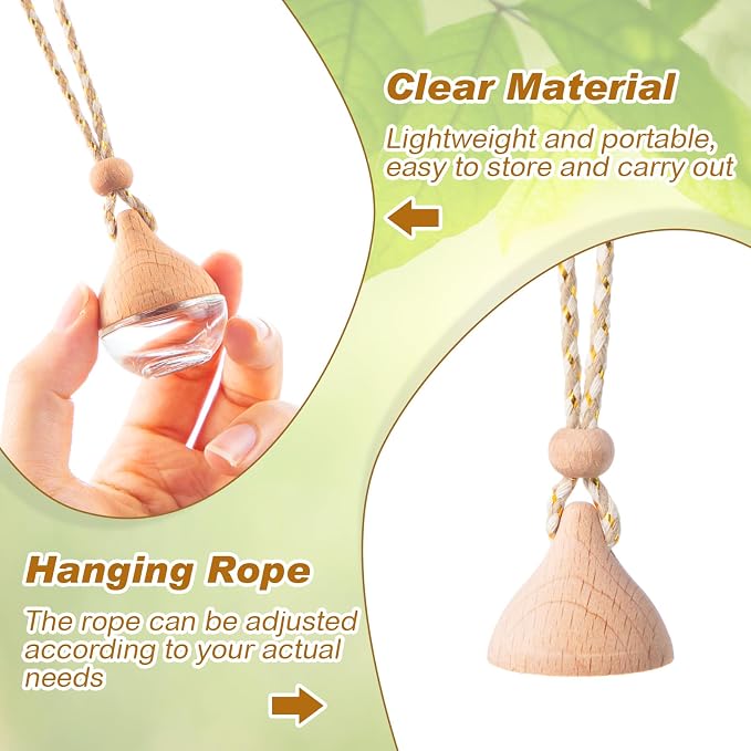 BBTO 50 Pcs Hanging Car Air Freshener Car Diffuser Bottles Empty Glass Perfume Bottle Freshener Diffuser Bottle Pendant for Essential Oil Fragrance Aromatherapy Ornament(Water Drop)