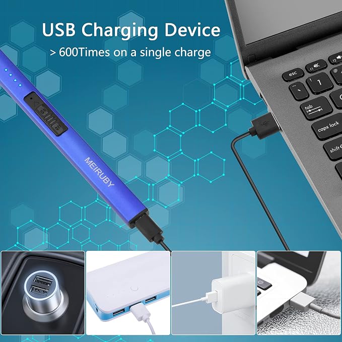 MEIRUBY Electric Candle Lighter, Christmas Stocking Stuffers Gifts for Women Mom Men Wife Sister, USB Arc Rechargeable Windproof Long Lighter for Candle BBQ Housewarming Birthday Gifts Idals