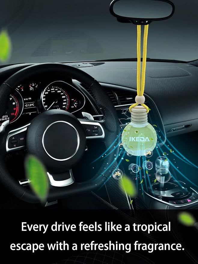 Ikeda Car Air Freshener: Hanging Car Smell Air Freshener | 10ml Hanging Car Perfume | Long Lasting Fragrance | Strong Scents Diffuser for Auto Home (Pineapple)