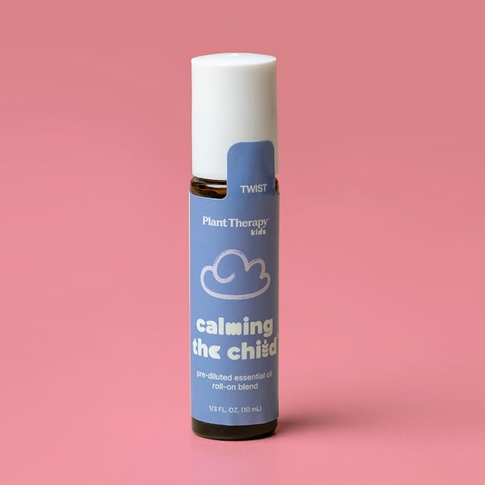 Plant Therapy Kids Calming The Child Essential Oil Blend 10 mL (1/3 oz) Relaxation and Soothing Blend, Tangerine, Lavender, & Roman Chamomile Essential Oils, Pure, KidSafe Pre-Diluted Roll-On