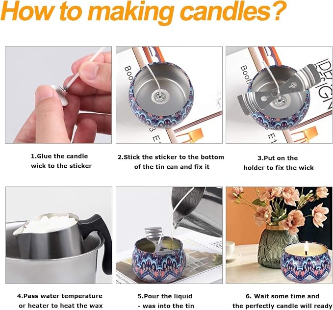BBAXI Candle Making kit Supplies，Nature Soy Wax DIY Craft Tools with 32oz Candle Making Pouring Pot,16oz Soy Wax,Wooden Wick Holders, Candle Wicks,Stickers,Thermometer and Spoon for Beginners Adults