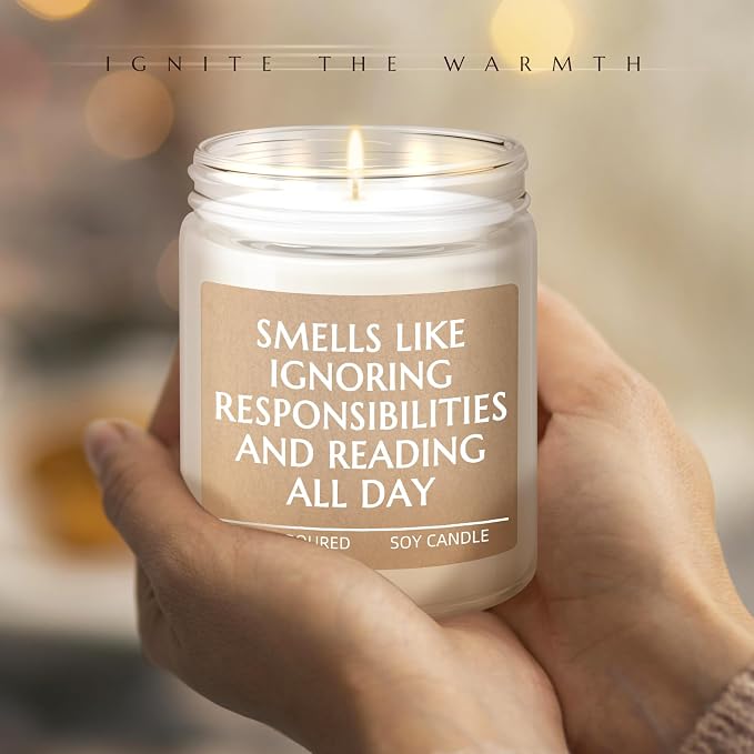 Gifts for Book Lovers, Book Lovers Gift, Bookish Gift Birthday Bookish Presents for Readers Librarian Bookworm - Lavender Candle 7oz
