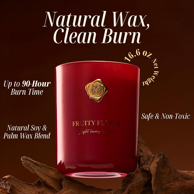 M&SENSE Fruity & Floral Scented Candle | 90-Hour Burn, 16.6 oz | Long-Lasting for Mood Healing and Gifting | Natural Non-Toxic Soy Wax | for Bathroom, Kitchen, Office