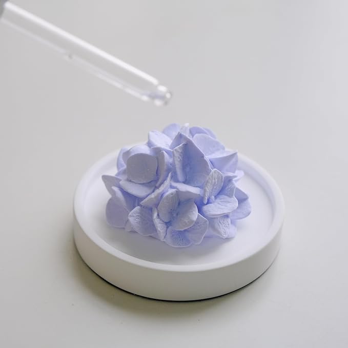 Essential Oil Passive Flower Diffuser -Non-Electric Peony Flower Porcelain Aromatherapy Diffusers for Small Mini Room, Desk Decorative, Bathroom (Purple, Hydrangea)