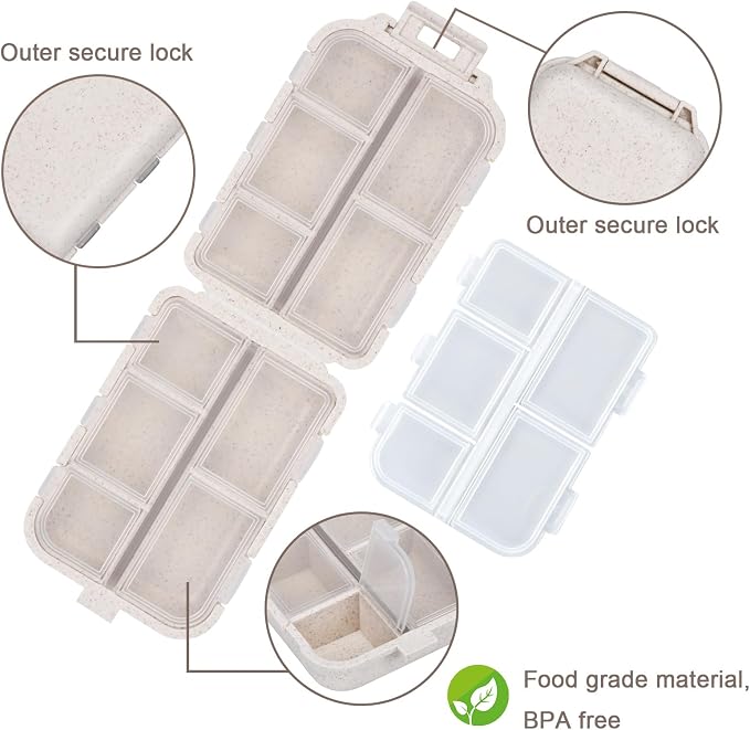 Large Medicine Pill Organizer with 189 Labels, Travel Medicine Kit Travel Pill Case Purse Organizer Pill Organizer for Purse (Beige, 1 Pack)