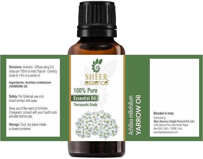 Yarrow Oil -(Achillea Millefolium)- Essential Oil 100% Pure Natural Undiluted Uncut Therapeutic Grade Oil 8.45 Fl.OZ