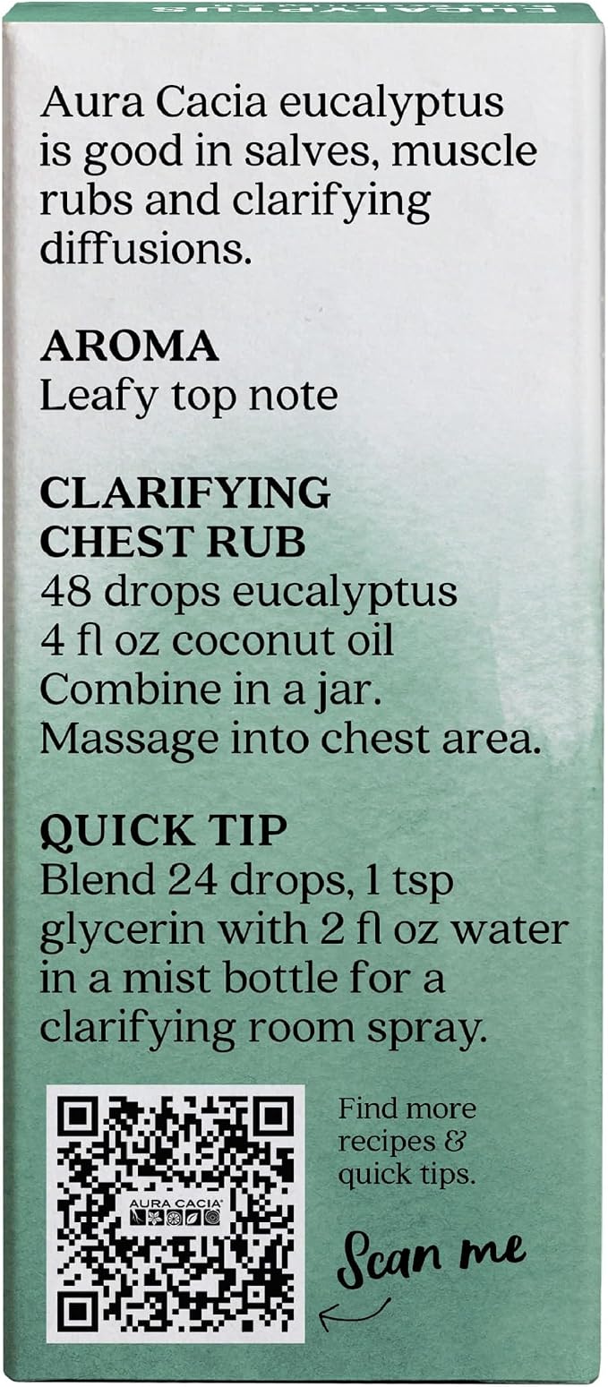 Aura Cacia Eucalyptus Essential Oil, Boxed, 0.5 Ounce