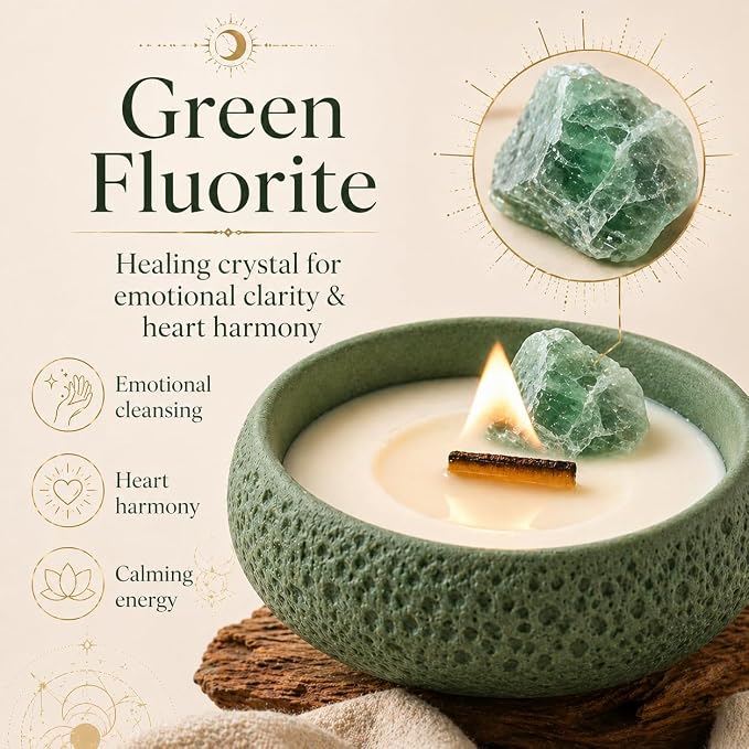 DEEP FLOW Emotional Healing Candle, Green Fluorite・Heart Chakra Harmony Candle (Love Flow)