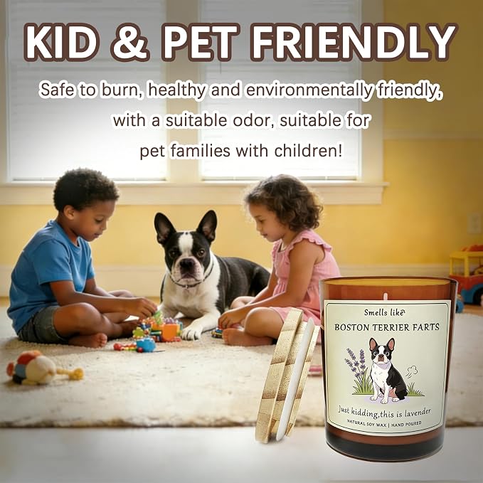 Boston Terrier Gifts for Women - Men Boston Terrier Dog Mom Candle Birthday & Dog Lovers Farts Candle Themed Crafted by Natural Soy Wax Lavender Scented Candle Decoration for Christmas Housewarming