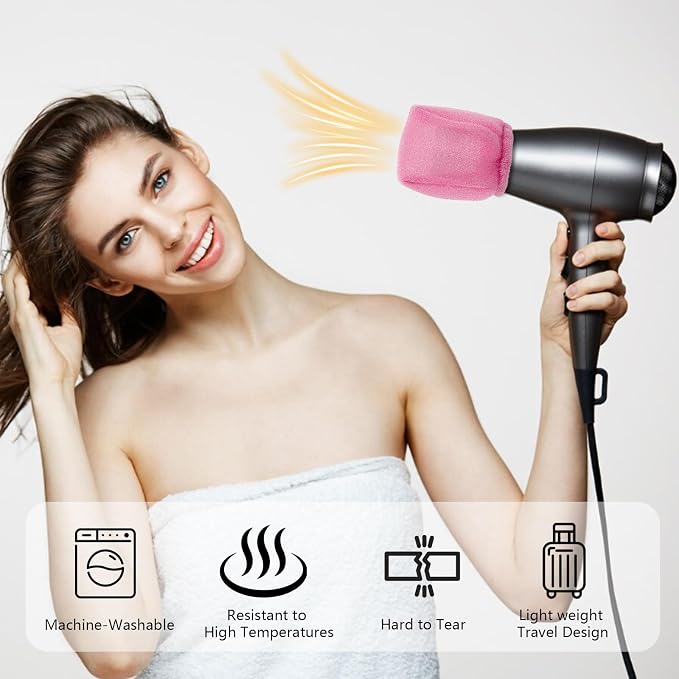 2Pcs Travel Hair Diffuser for Hair Dryer - Compact and Portable (5.12x3.15) Travel Hair Dryer Diffuser Sock‌ Made of Soft, Heat-Resistant and Flexible Foam, Tear-Resistant and Reusable(Pink)