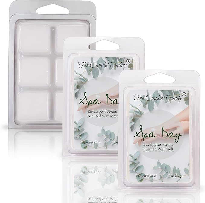 The Candle Daddy Spa Day - Relaxing Aroma Therapy Eucalyptus Scented Wax Melt - 1 Pack - 2 Ounces - 6 Cubes