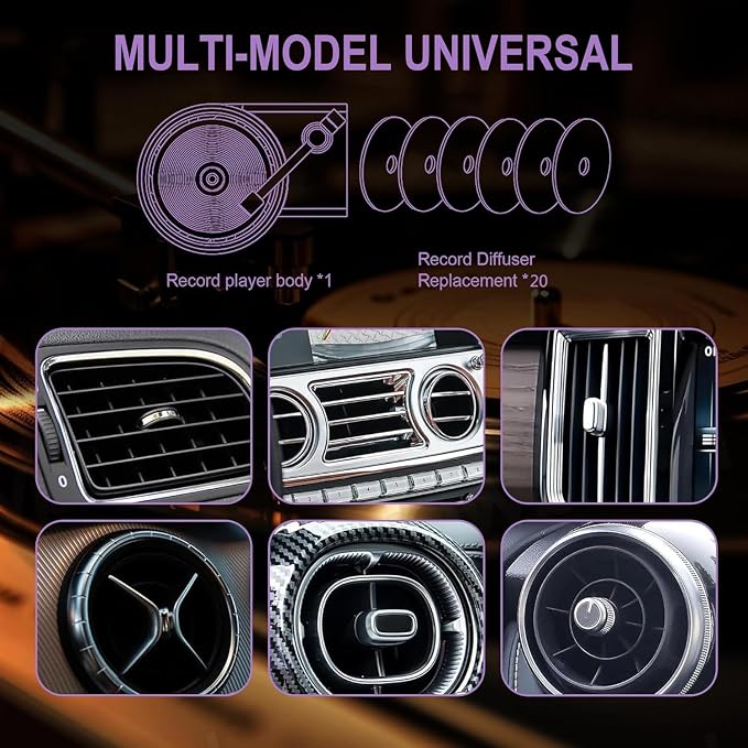 Car Air Freshener Record Player,LHJL Pop Singer Album Covers for Fans Gift, Car Vent Clip Air Diffuser with 12pcs Refill Pads Aromatherapy Tablets, Music Lovers Gifts