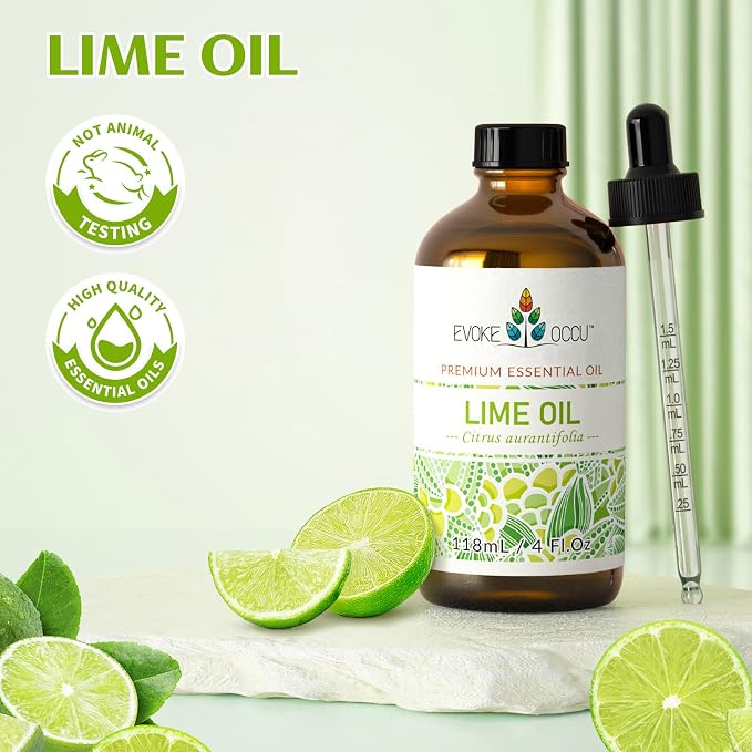 EVOKE OCCU Lime Essential Oil for Diffuser, Aromatherapy, Hair and Candles Making - 4 Fl Oz
