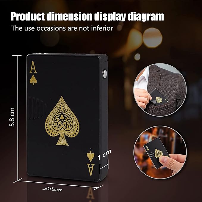 Jet Torch Lighter, Green Flame Ace Card Lighter, Metal Poker Design Windproof Refillable Butane Cool Lighter, Outdoor, Indoor, Camping, BBQ, Candle, Birthday, Gift for Men/Women (Without Gas)