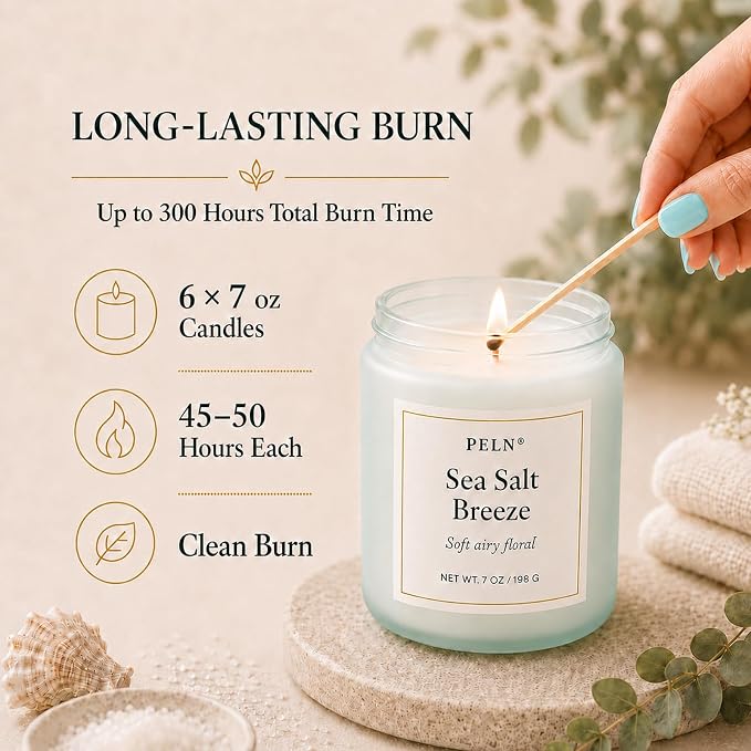 Scented Candles Gift Set, 6 Pack 7 oz Soy Candles for Home, Fresh Botanical Fragrances, Up to 300 Hours Total Burn Time, Candle Gifts for Women, Mom, Housewarming