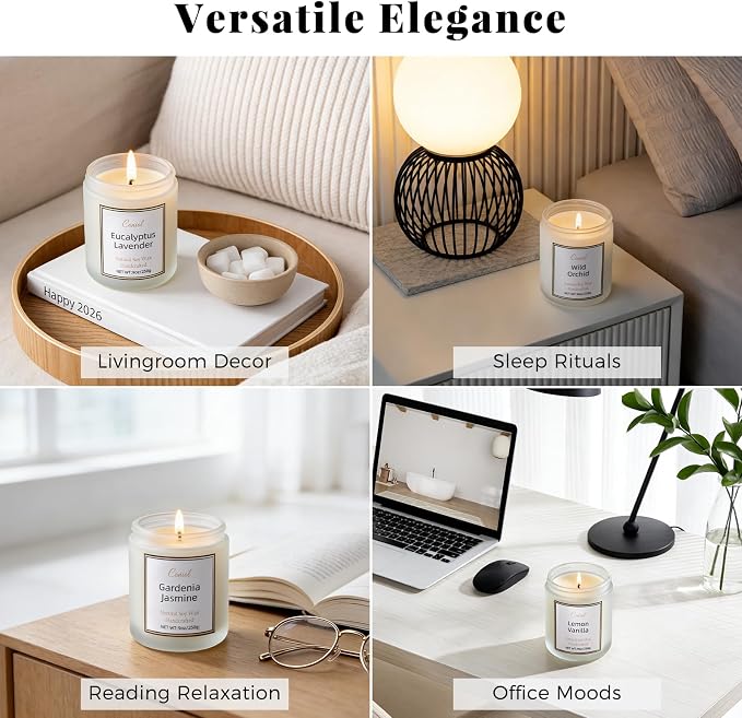 Sandalwood Rose Strong Scented Soy Candle for Home,Non Toxic Natural Aromatheraphy Candles,50H Long Burning Smokeless Jar Candel, Home Fragance Gift for Stress Relief,Relax for Women Men(9oz)