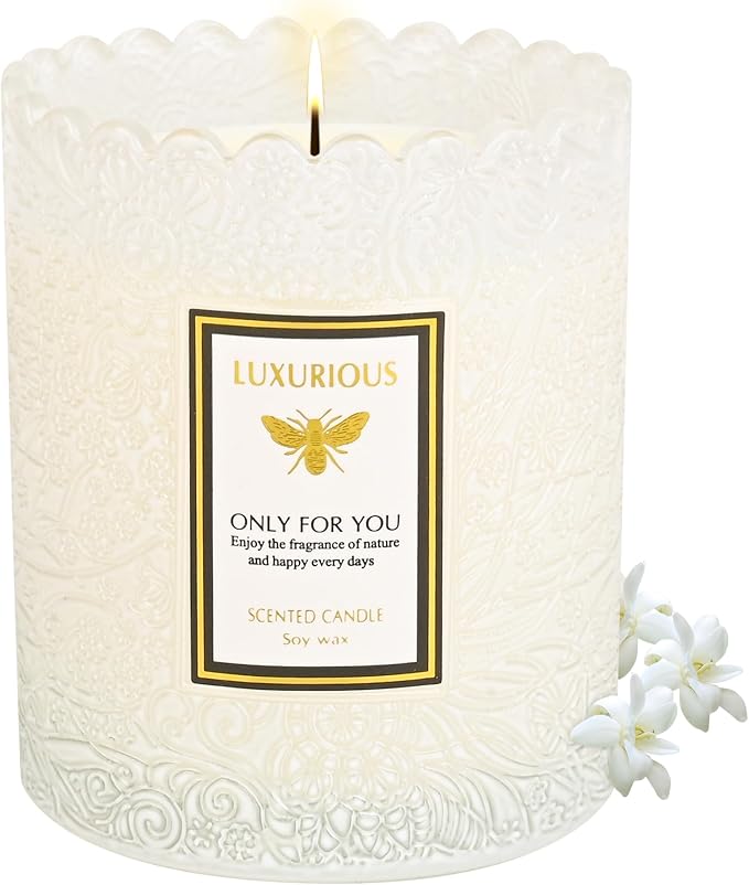 Tuberose Scented Candle, Candles for Home Scented, Luxury Jar Candles for Women, Candles Gifts for Women, Natural Soy Wax Candle, 7 oz 40 Hours