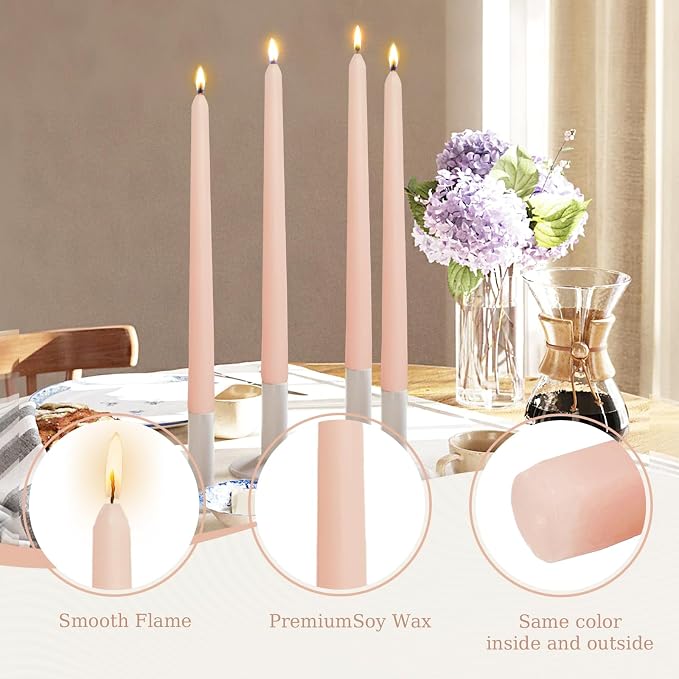 Candlesticks Long Taper Candle,Cappuccino Rose Scented 10 Inches Candle Sticks Smokeless Tapered Candles for Home Décor Holiday Gifts