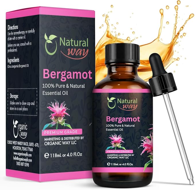Bergamot Essential Oil for Diffusers | Natural Aroma Oil for Home Fragrance, Humidifier & DIY Candle Making, Long Lasting Scent for Office, Bedroom & Soothing Scent 4 Fl Oz (120 mL)