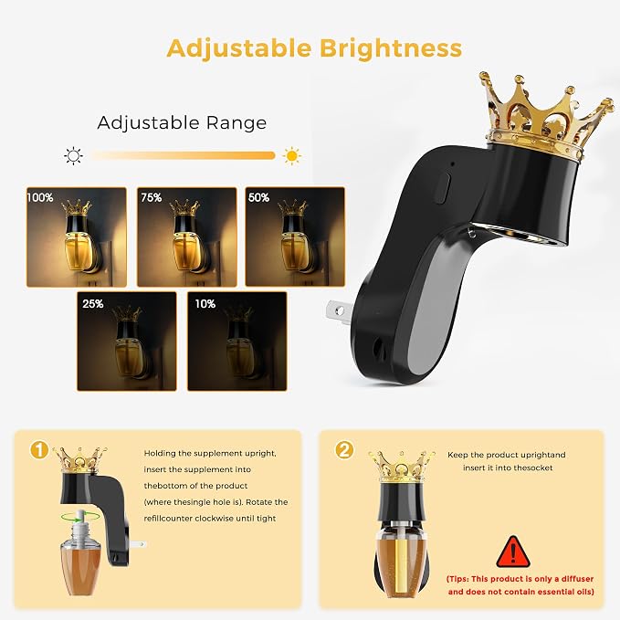 L LOHAS LED Wall Fragrance Plug with Night Light 2Pcs Compatible with Bath and Body Works Wall Fragrance, 90°Rotatable Plug Essential Oil Diffuser for Home, Office (Black)