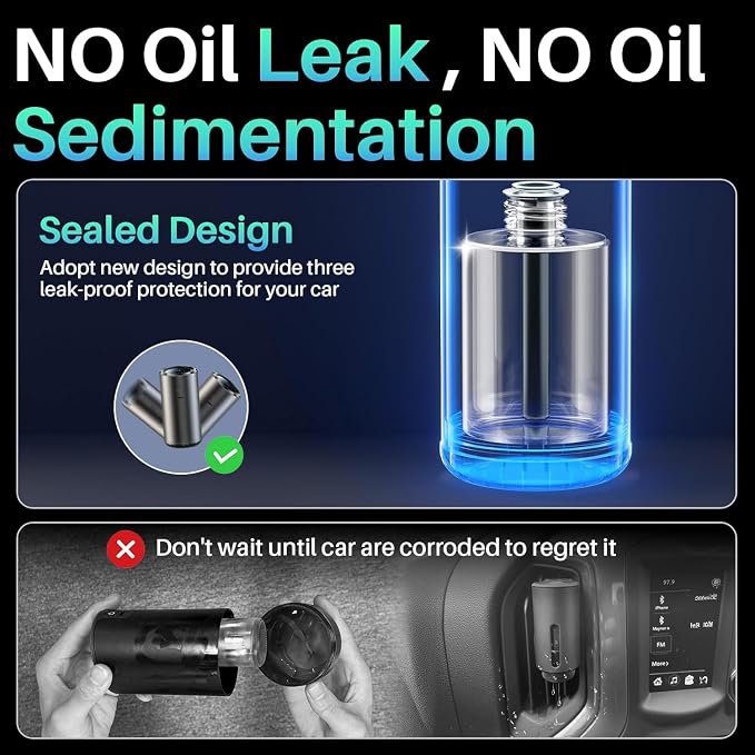 Smart Car Air Fresheners, Car Diffuser Air Freshener, Car Fresheners 100 ML (3.5oz) Essential Oil, Aromatizante Para Carro Long Lasting, Five Spray Modes, RGB Music Syncing Light, Auto On/Off,Wildness