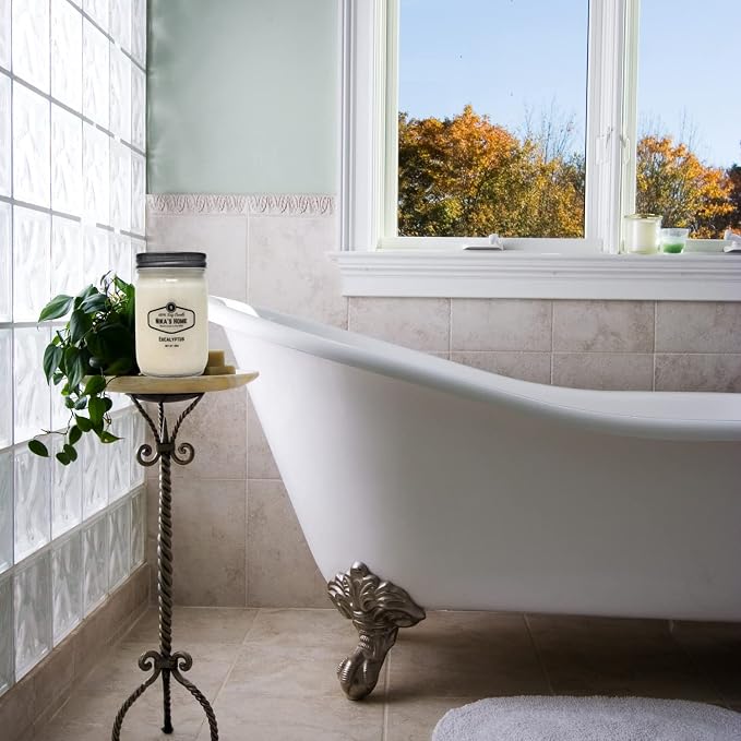Nika's Home Eucalyptus Soy Candle - 12oz Mason Jar - Non-Toxic - Hand Poured in The USA, Long Burning 50-60 Hours Highly Scented All Natural, Clean Burning