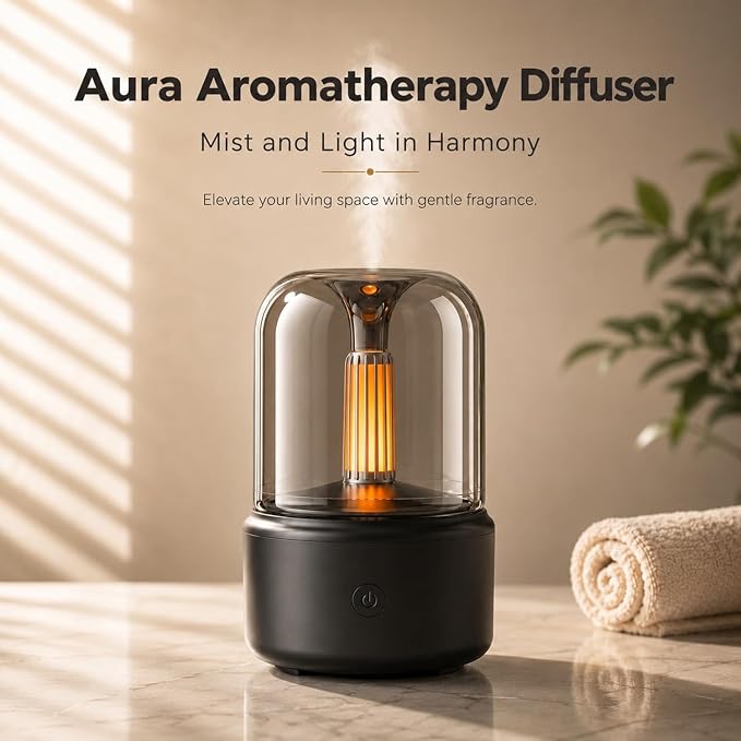 LONCIN Essential Oil Diffuser, 120ml Aromatherapy Diffuser with Auto Shut-Off Function, Ultrasonic Diffusers for Essential Oils, Cool Mist Humidifier with Warm Lights, for Home & Office