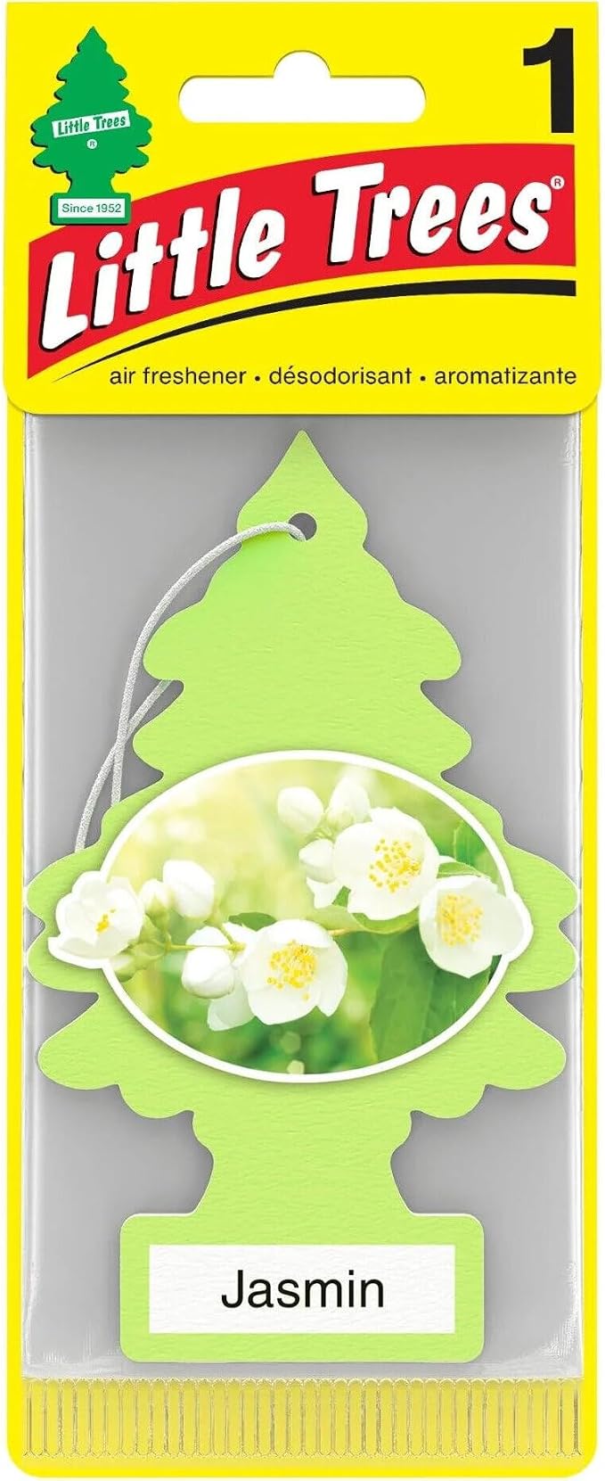LITTLE TREES Car Air Freshener Hanging Paper Tree for Home or Car , "lime green” , Jasmin scent