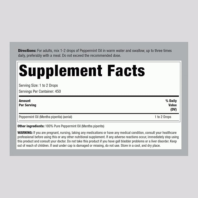 Piping Rock Peppermint Oil | 15 ml Drops | Pure Ingestible Liquid Supplement | Non-GMO, Gluten Free
