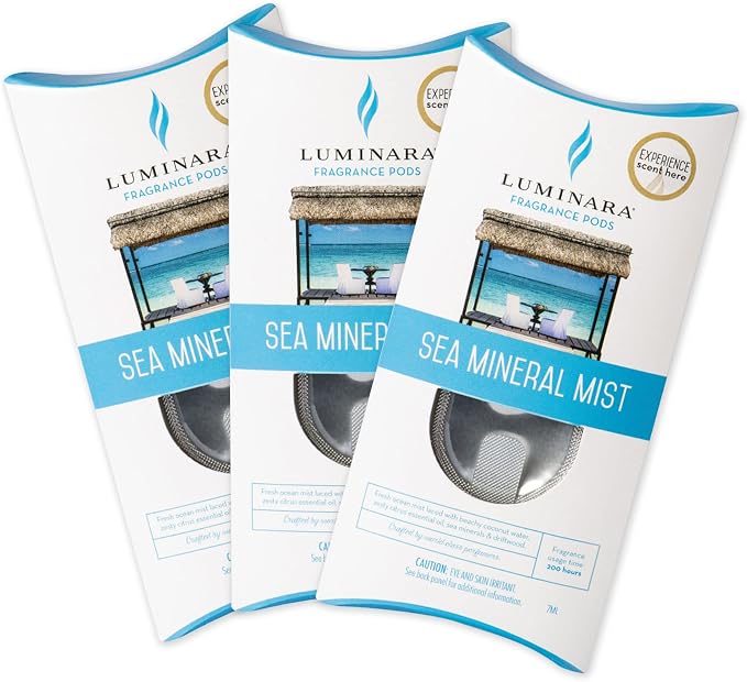 Luminara Fragrance Diffusing Pods, Set of 3 (Sea Mineral Mist), Natural Home Scent Refills, Air Purifying Reed Diffuser Alternative for Room Ambiance