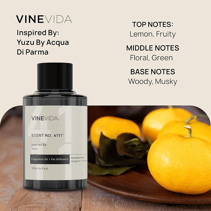 VINEVIDA [4 Oz] Inspired by: Yuzu; Diffuser Oil Refill | Premium Scent Diffuser Oil for Home | Non-Toxic Fragrance