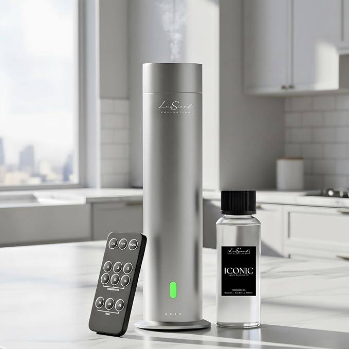 Wireless Aroma Diffuser with 120mL Iconic Scent Oil Included - for up to 1000sq. ft Coverage - Hotel Scent Diffuser - Remote Control - Home Luxury Essential Oil Diffuser - Aromatherapy