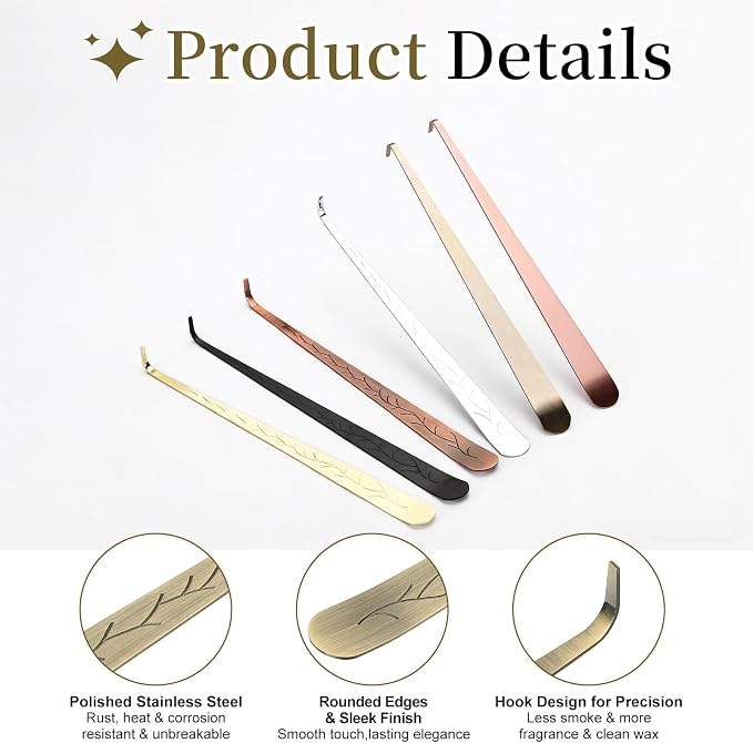 uxcell 2 Pcs Candle Wick Dipper, Stainless Steel Candle Wick Hook, Flame Dipper Snuffer Extinguish Accessory Flat Design for Putting Out Flame Home Decor Gifts, Bronze