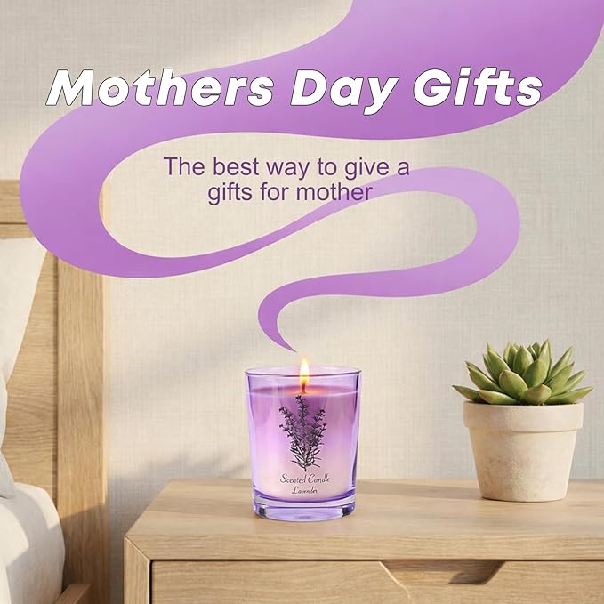 Mothers Day Gifts, Lavender Soy Candle for Women, Mothers Day Candles from Daughter Son, Anniversary Couple Gifts, Home Scented Aromatherapy Candle