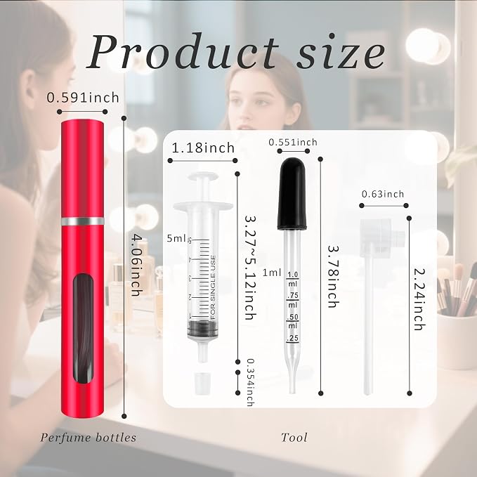 2 Pack Refillable Mini Perfume Atomizer Bottle，Portable Separate Bottles，Travel and Outings Spray Boxes Dispensers 5ml/0.2oz (Red)
