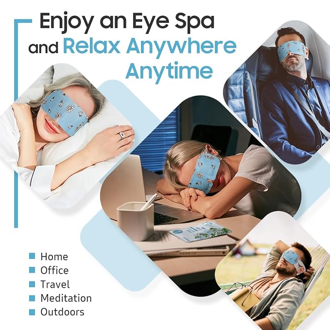 BeHoomi Steam Eye Mask, 10Packs Heated Eye Mask, Self Heating Disposable SPA Warm Compress for Eyes Sleep Mask, Travel Essentials & Relaxation Gifts for Women (Jasmine Scent)